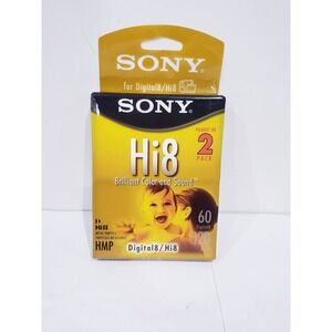 Sony Hi8 60 min Digital8 120 min Hi8 HMP Cassette Tape (2 Tapes) - New Sealed